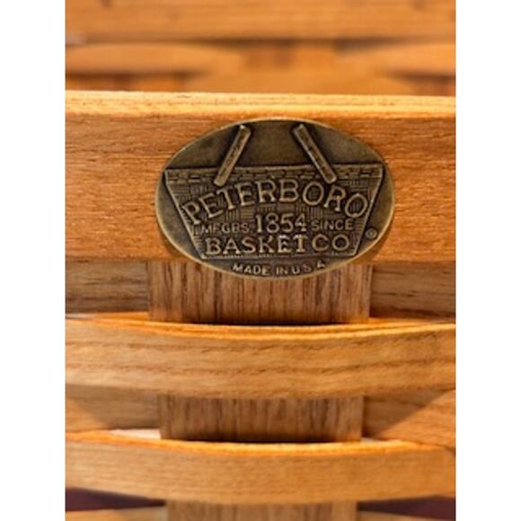 Vintage NEW Peterboro Footed Storage Basket Suede Leather Handles 14.5" x 9" - Picture 3 of 13